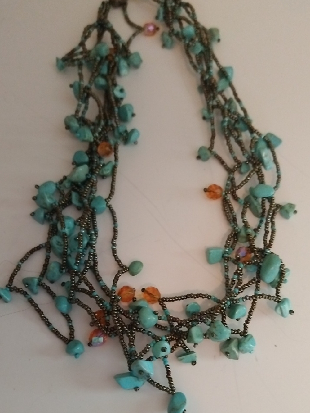 Turquoise Chip Multi-Strand Necklace - Unbranded